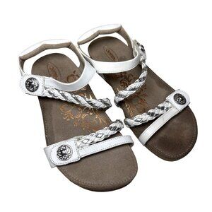 Aetrex Shoe Sandal 7 Jillian Braided Quarter Strap Sandal Ivory Bunion Comfort‎